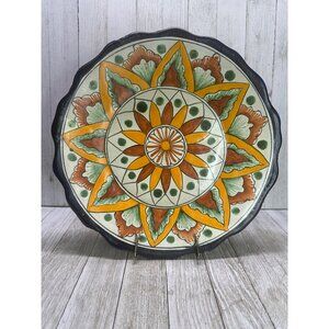 Vtg Talavera Mexican Pottery Decorative Plate Wall Hanging Decor 11" Signed